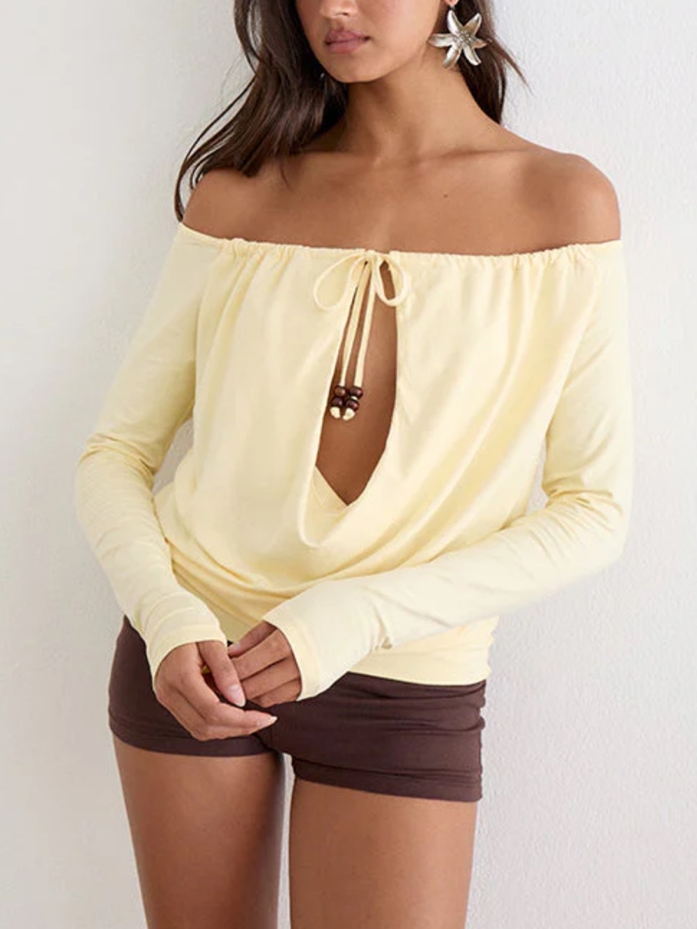 NWT motel off the shoulder yellow shirt